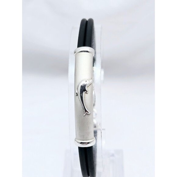 Unique 14K Solid White Gold Matte & Polished Finish Rubber Bracelet - 8" Length - Picture 8 of 16